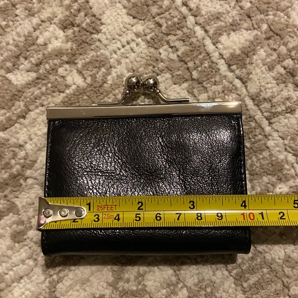 Abas Coin Purse Womens Small Black Leather Kiss Lock Accordion Card Wallet - Picture 9 of 11